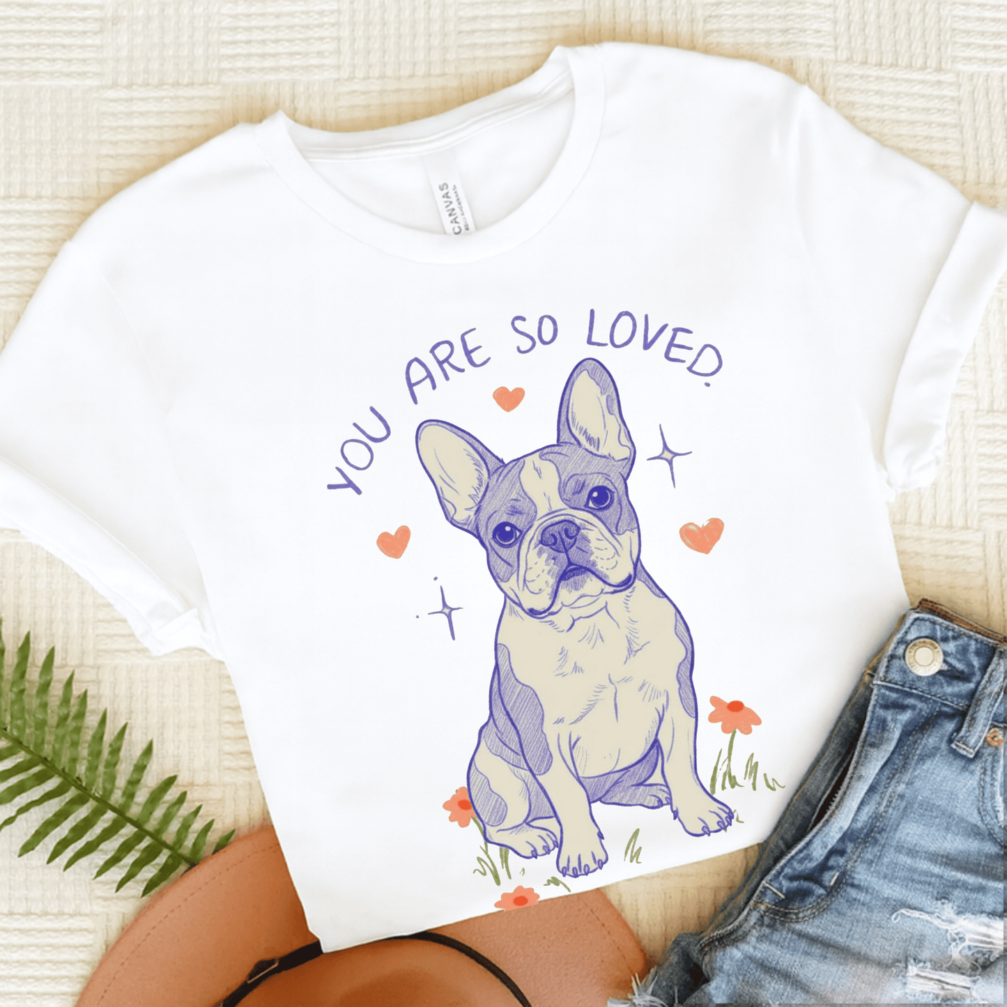 Piebald Frenchie Always Loved Tshirt White