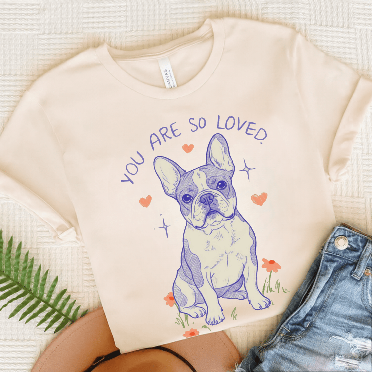 Piebald Frenchie Always Loved Tshirt Natural