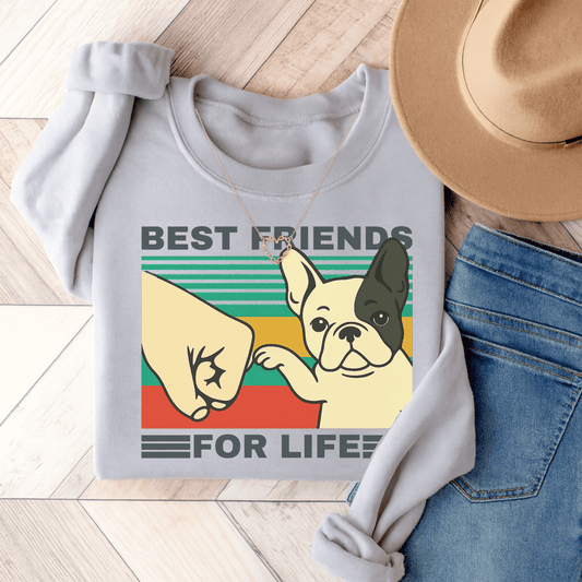 Piebald Frenchie Besties Sweatshirt Ash