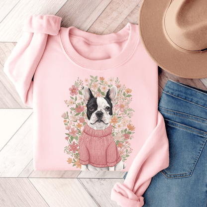 Piebald Frenchie Bouquet Sweatshirt Light Pink