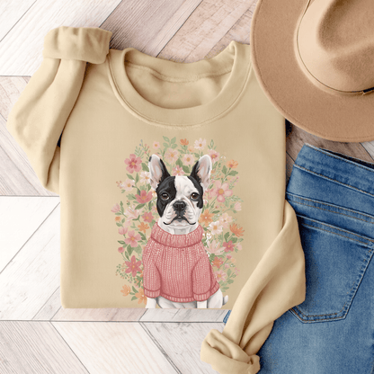 Piebald Frenchie Bouquet Sweatshirt Sand