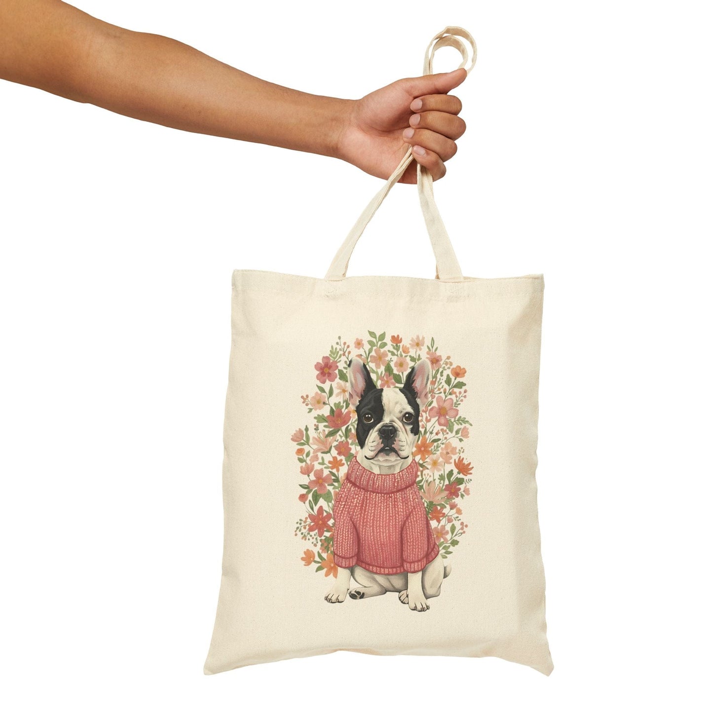 Piebald Frenchie Bouquet Tote Bag