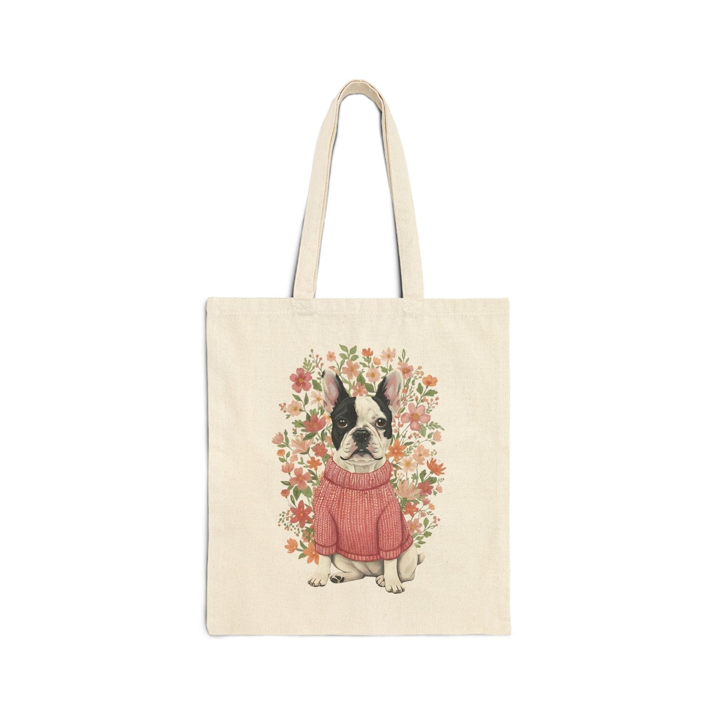 Piebald Frenchie Bouquet Tote Bag