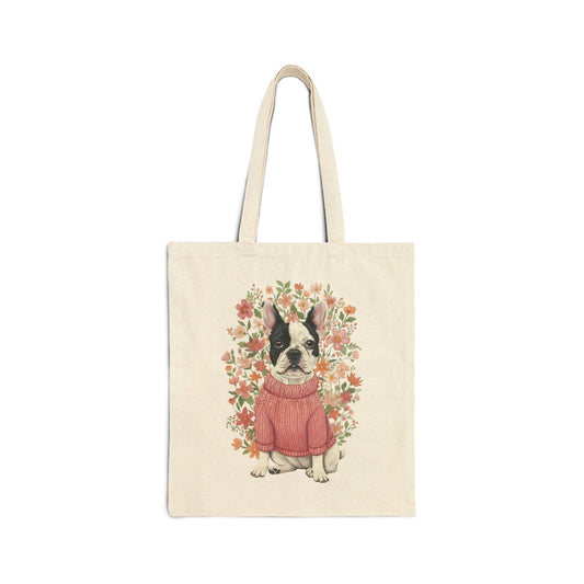 Piebald Frenchie Bouquet Tote Bag