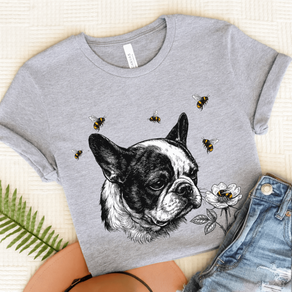 Piebald Frenchie Bumble Bee Gardening Unisex TShirt Athletic Heather