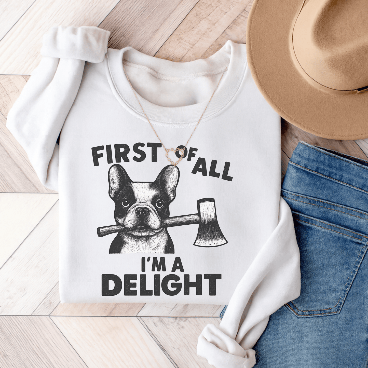 Piebald Frenchie Delight Sweatshirt White