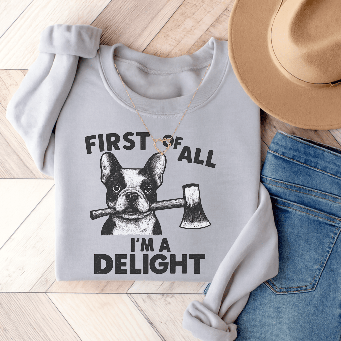 Piebald Frenchie Delight Sweatshirt Ash