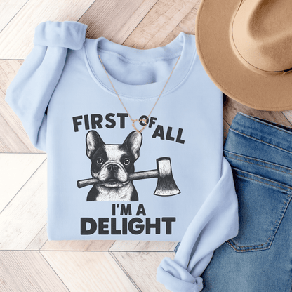 Piebald Frenchie Delight Sweatshirt Light Blue