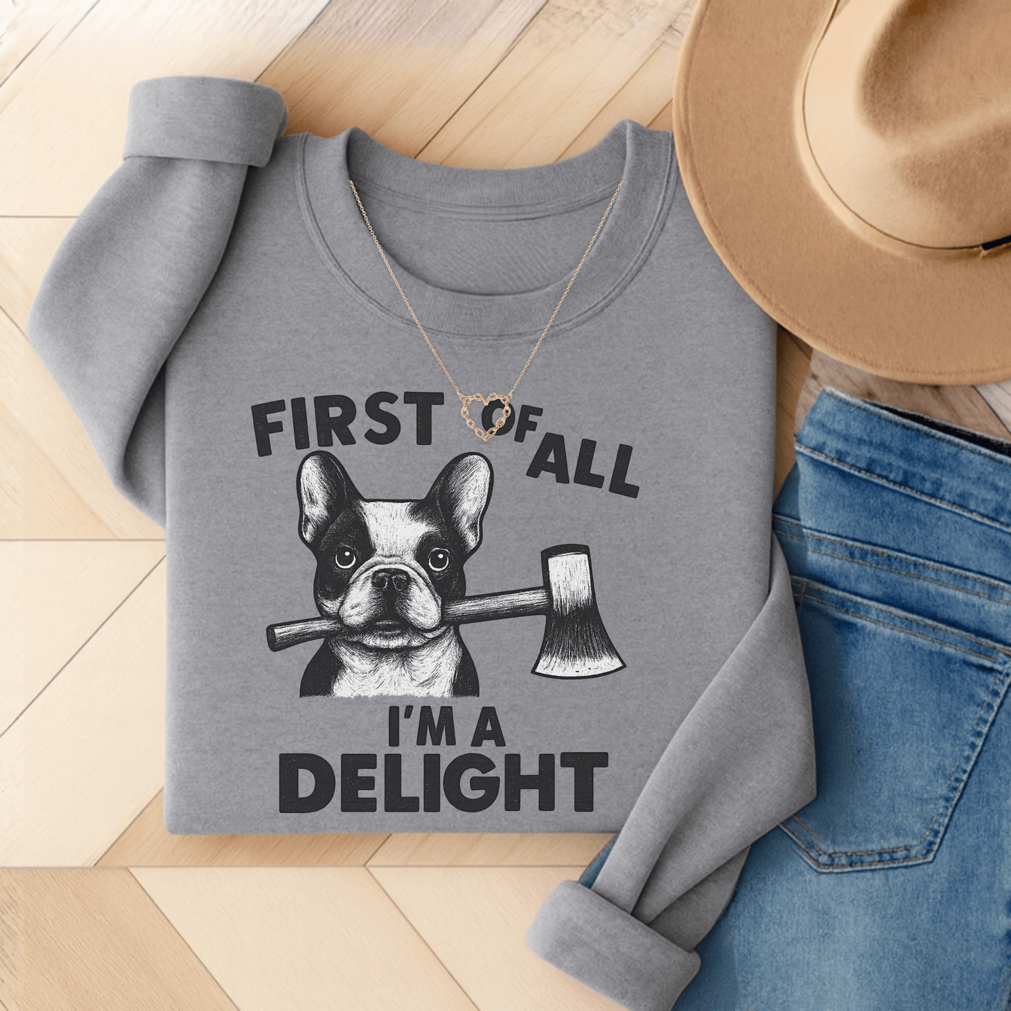 Piebald Frenchie Delight Sweatshirt Sport Grey