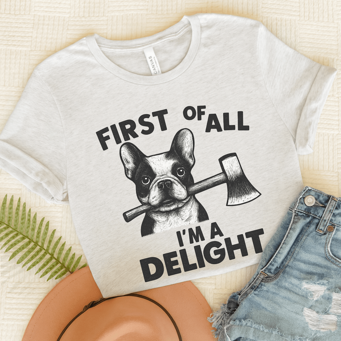 Piebald Frenchie Delight TShirt Ash
