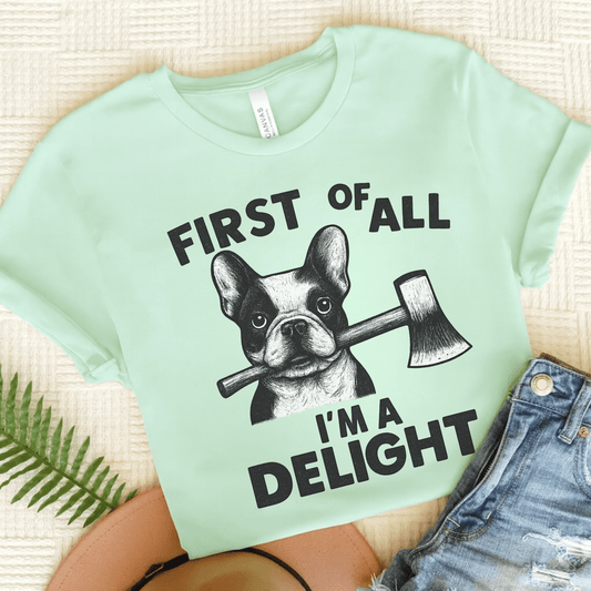 Piebald Frenchie Delight TShirt Heather Mint