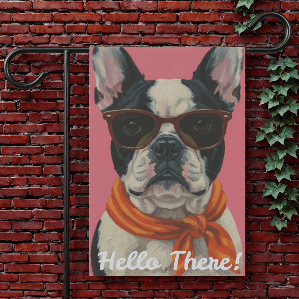Piebald Frenchie Fabulous Garden Yard Flag 12'' × 18''