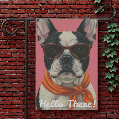 Piebald Frenchie Fabulous Garden Yard Flag 12'' × 18''