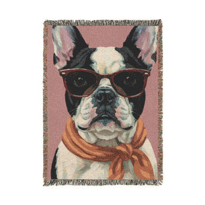 Printify Garden Flag Piebald Frenchie Fabulous Woven Blanket