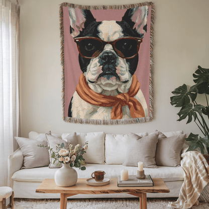 Printify Garden Flag Piebald Frenchie Fabulous Woven Blanket