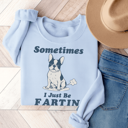 Piebald Frenchie Fartin Sweatshirt Light Blue