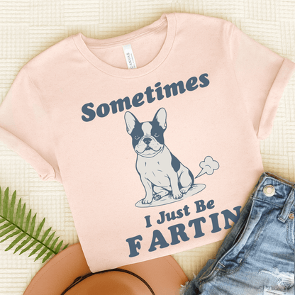 Piebald Frenchie Fartin' TShirt Soft Pink