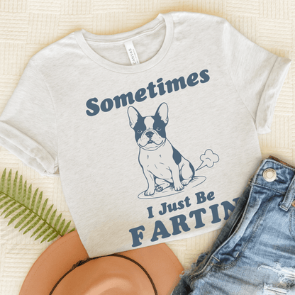 Piebald Frenchie Fartin' TShirt Ash