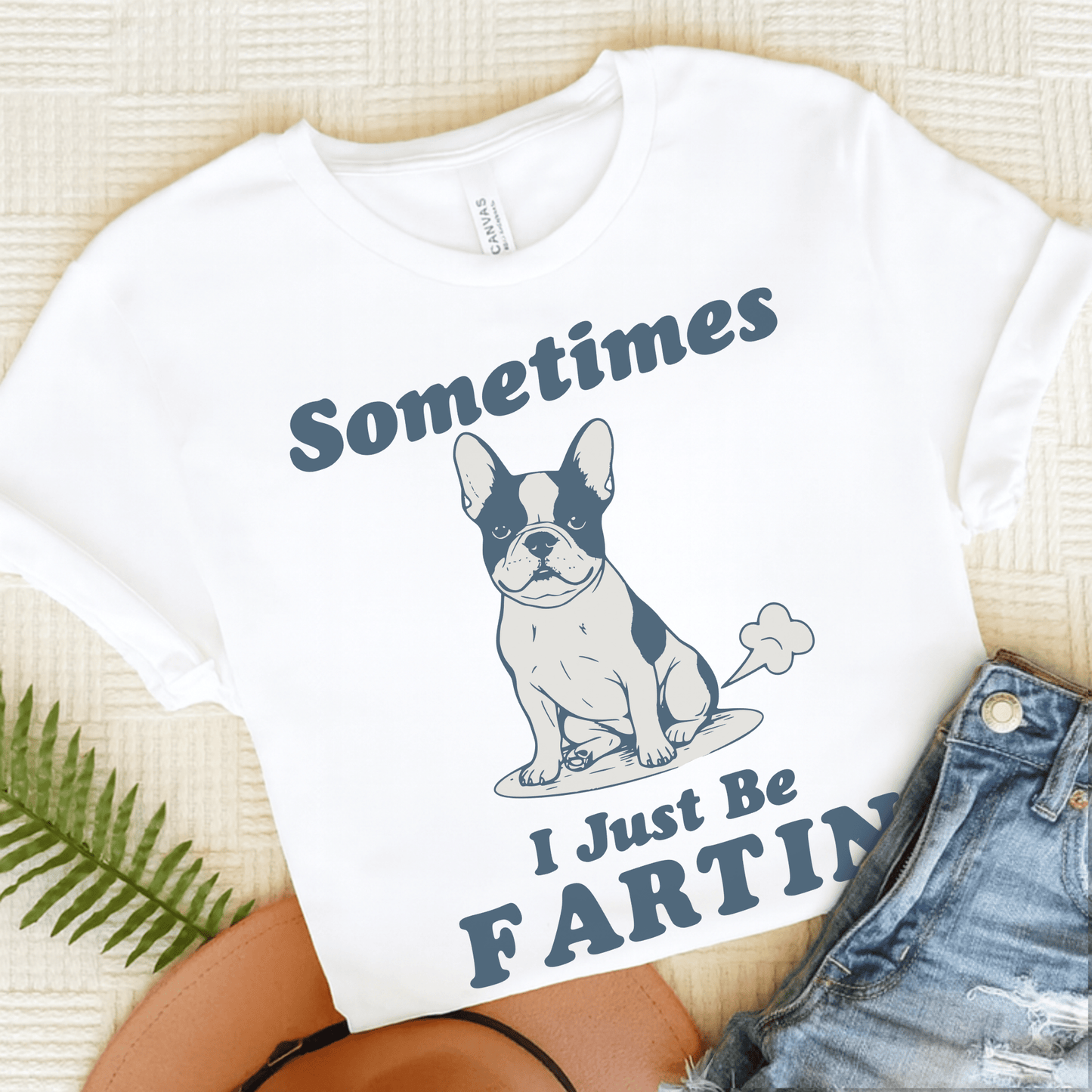 Piebald Frenchie Fartin' TShirt White