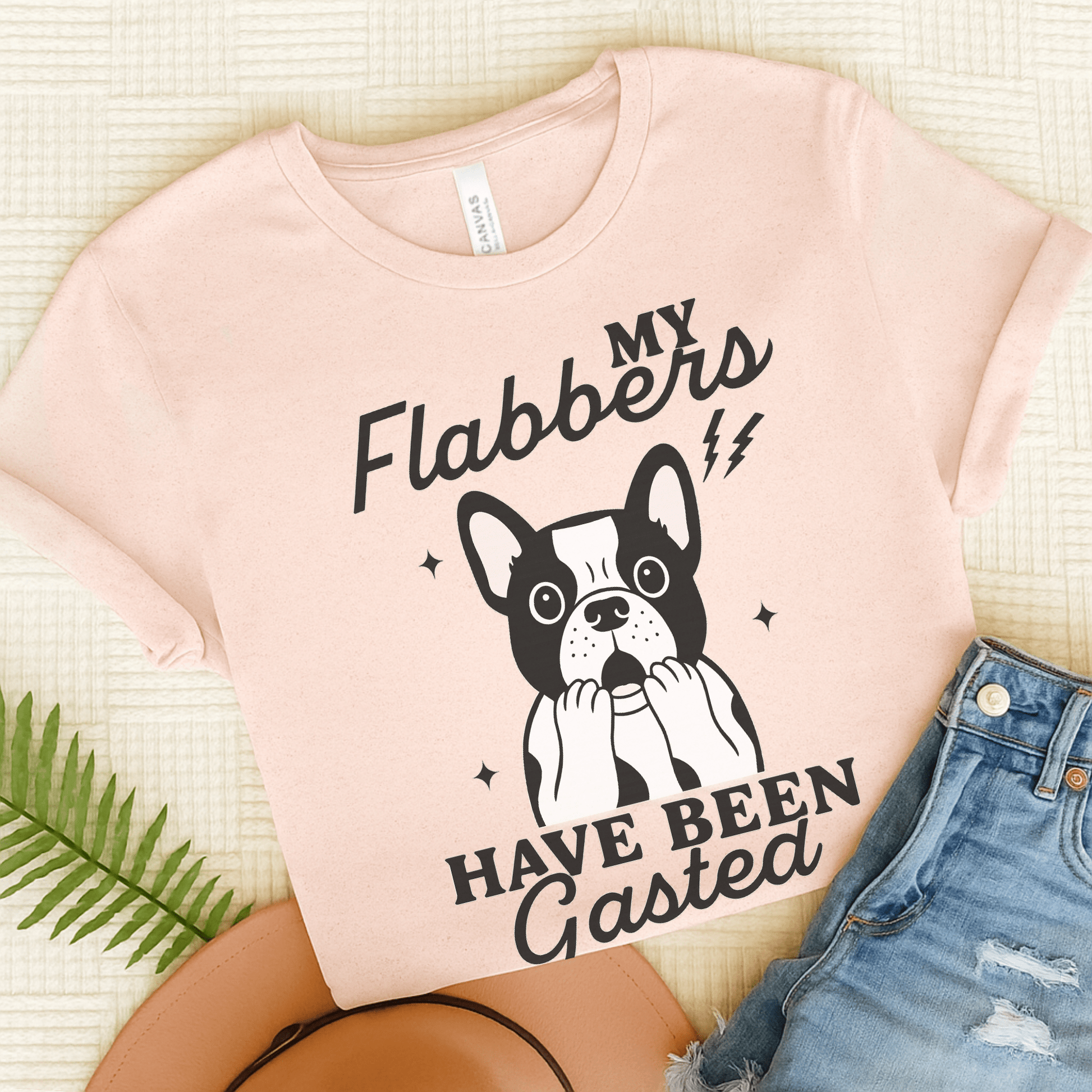 Piebald Frenchie Flabbergasted Tshirt Soft Pink