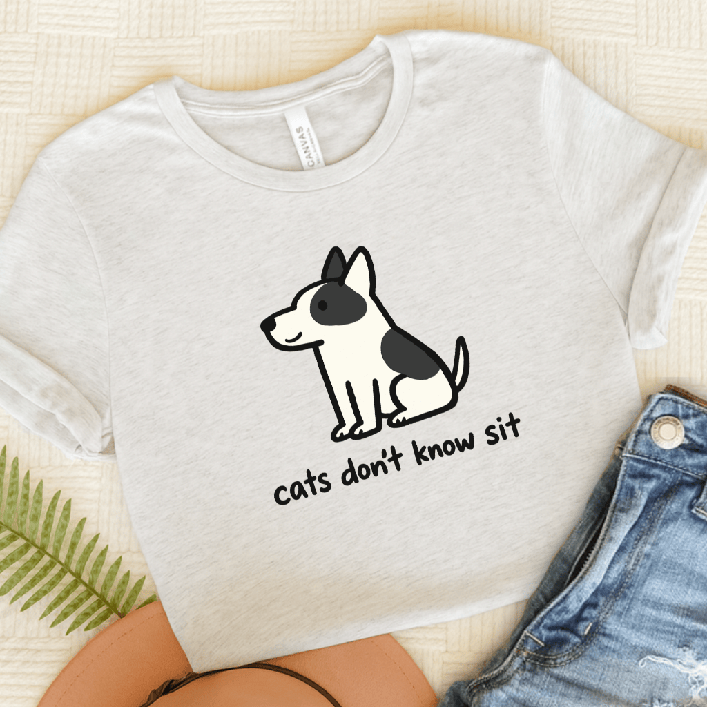 Piebald Frenchie Funny Cats Don't Know Sit Unisex TShirt Ash