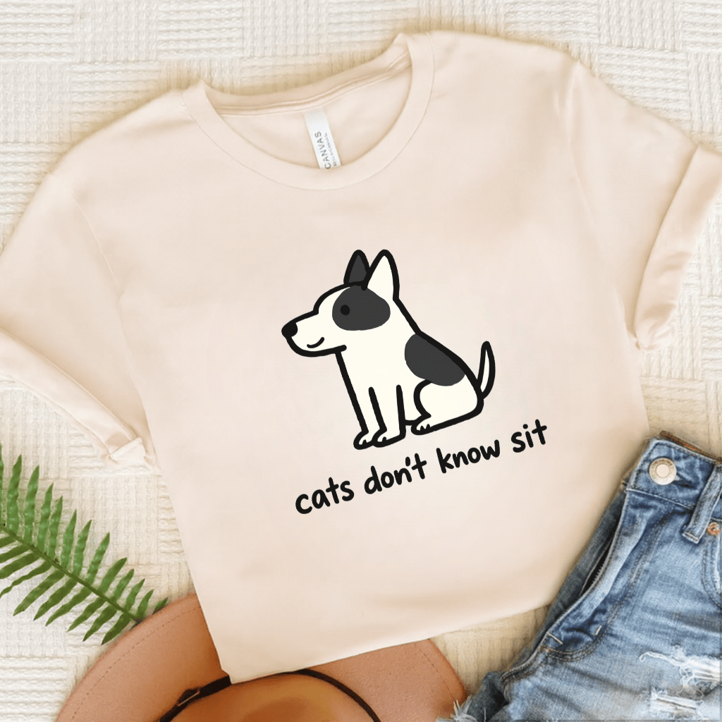 Piebald Frenchie Funny Cats Don't Know Sit Unisex TShirt Natural