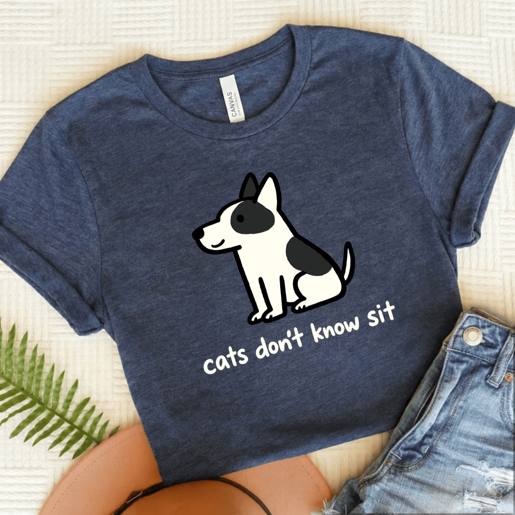 Piebald Frenchie Funny Cats Don't Know Sit Unisex TShirt Heather Navy