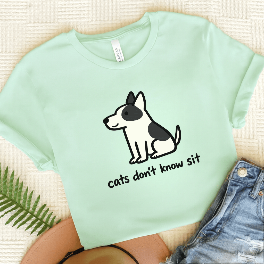 Piebald Frenchie Funny Cats Don't Know Sit Unisex TShirt Heather Mint
