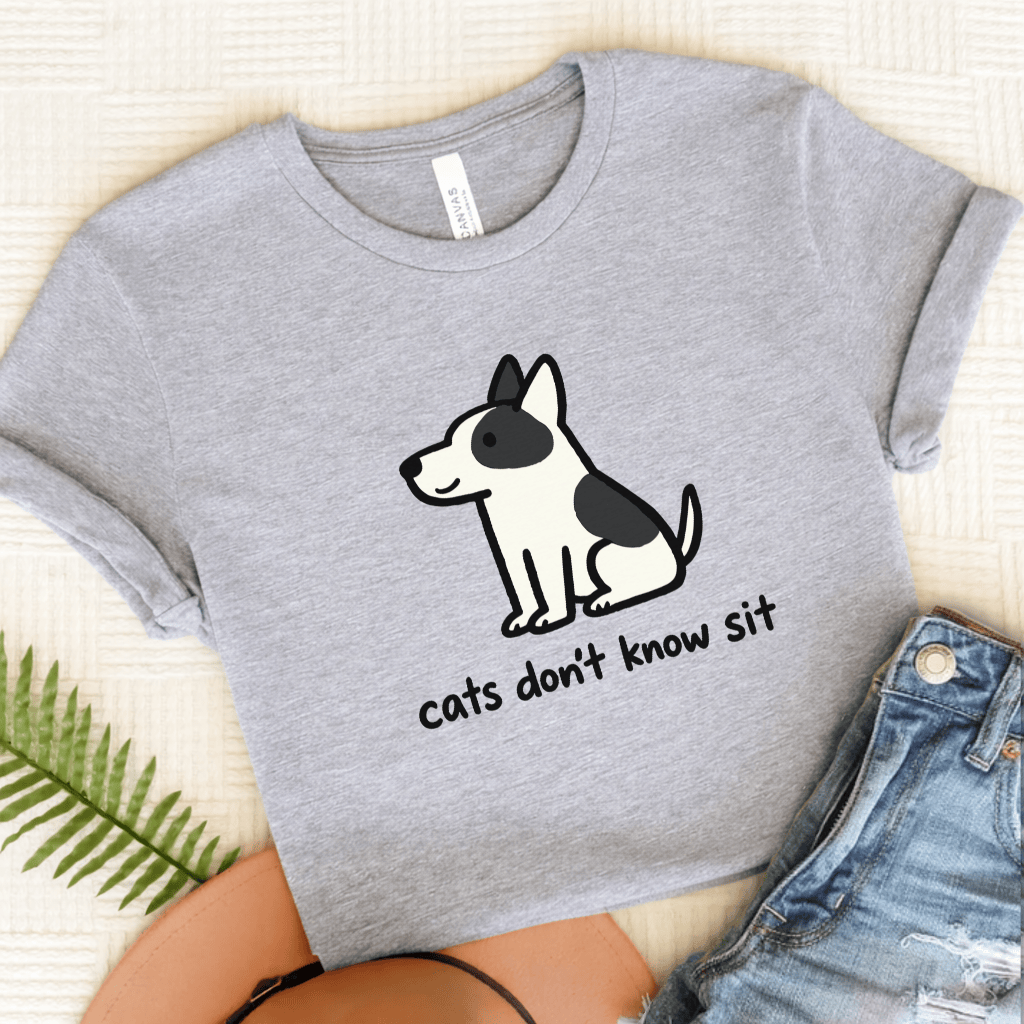 Piebald Frenchie Funny Cats Don't Know Sit Unisex TShirt Athletic Heather