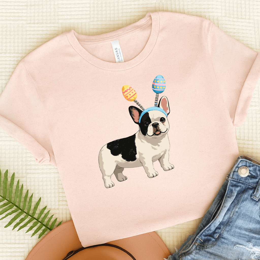 Piebald Frenchie Funny Easter Eggs Unisex TShirt Soft Pink