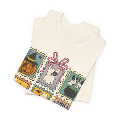 Piebald Frenchie Halloween Stamps TShirt
