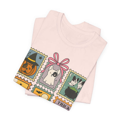 Piebald Frenchie Halloween Stamps TShirt