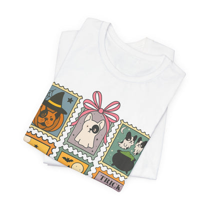 Piebald Frenchie Halloween Stamps TShirt