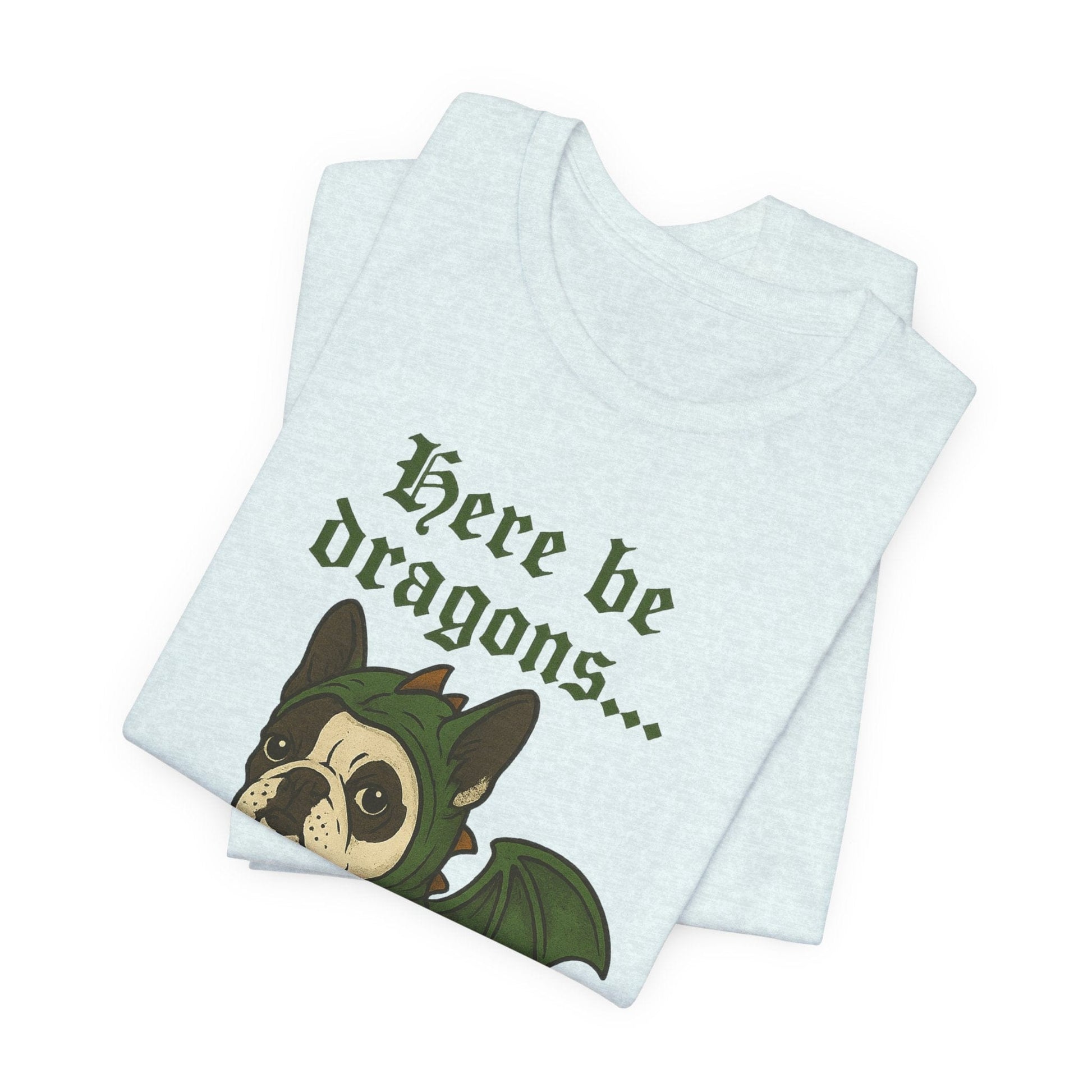 Piebald Frenchie Here Be Dragons TShirt