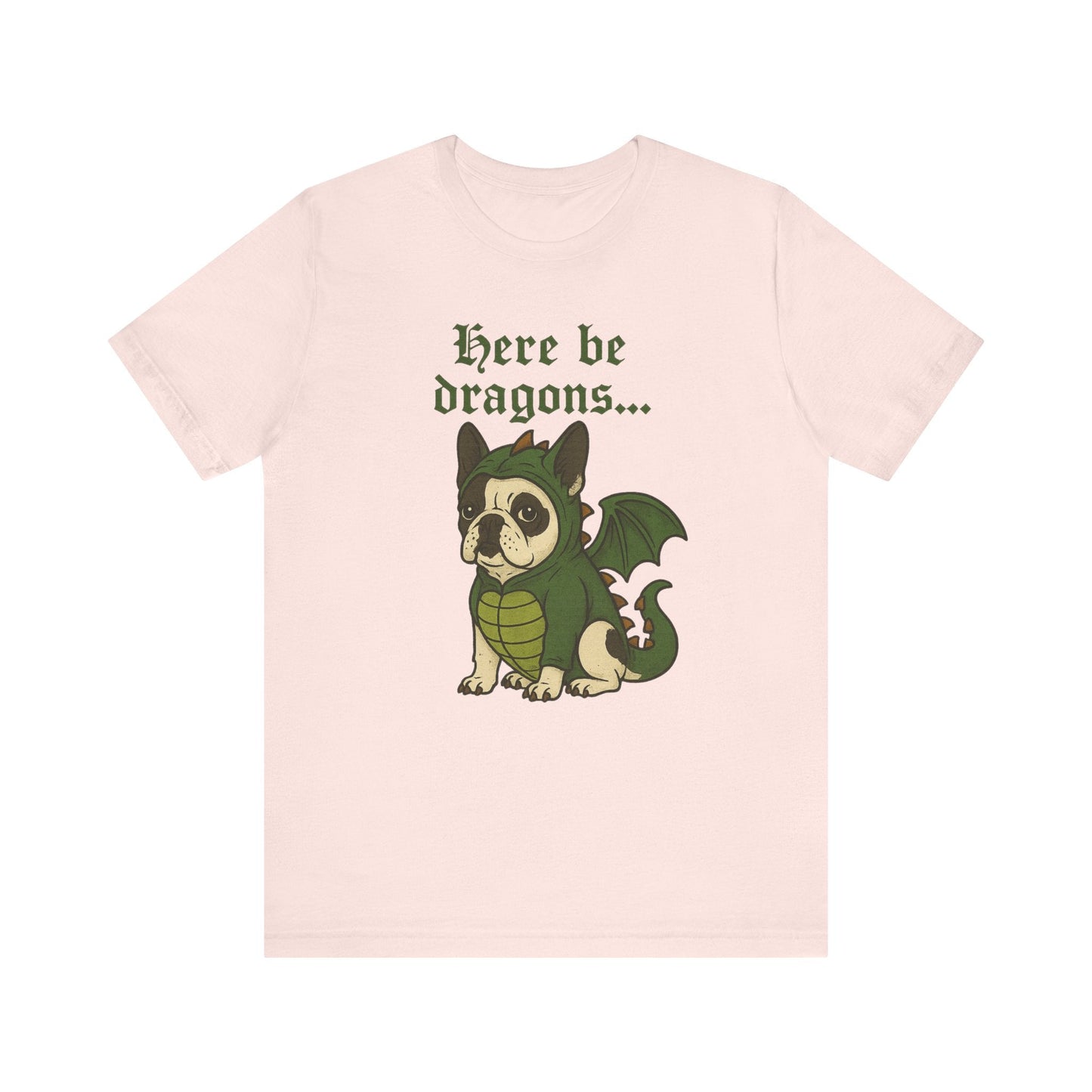 Piebald Frenchie Here Be Dragons TShirt