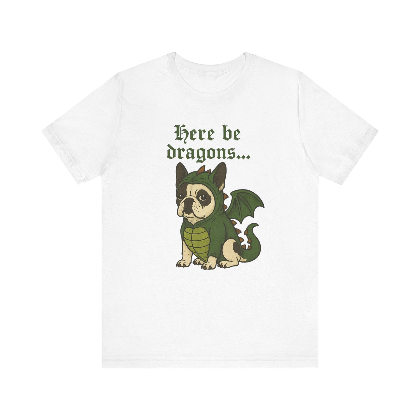 Piebald Frenchie Here Be Dragons TShirt