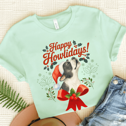 Piebald Frenchie Howlidays TShirt Heather Mint