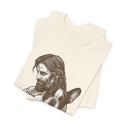 Piebald Frenchie Jesus TShirt