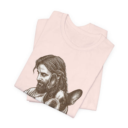 Piebald Frenchie Jesus TShirt
