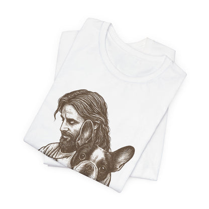 Piebald Frenchie Jesus TShirt