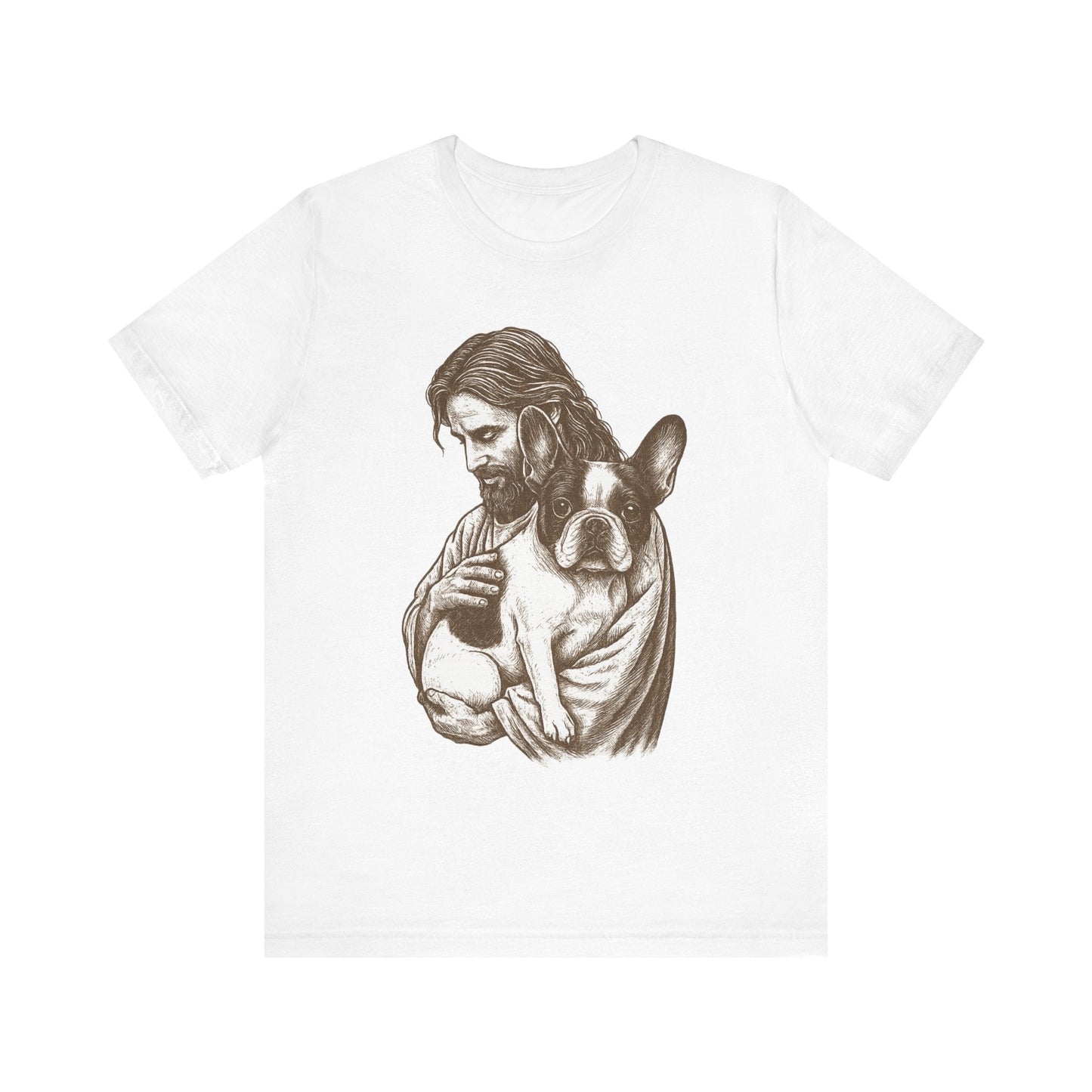 Piebald Frenchie Jesus TShirt