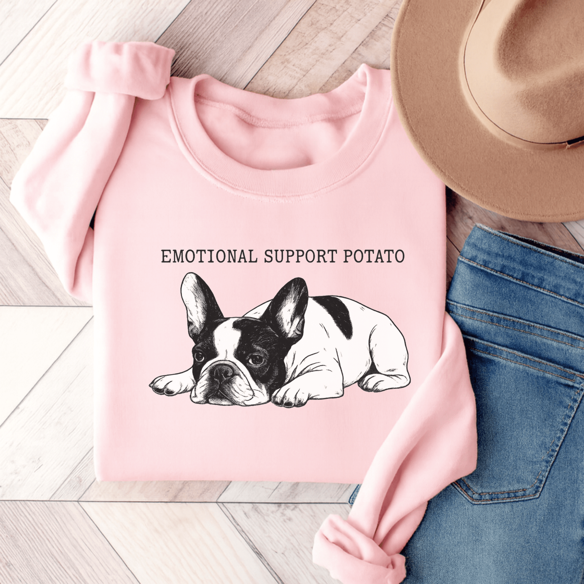 Piebald Frenchie Potato Sweatshirt Light Pink