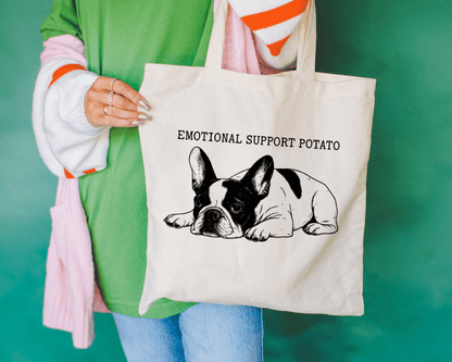 Piebald Frenchie Potato Tote Bag Natural 15" x 16"