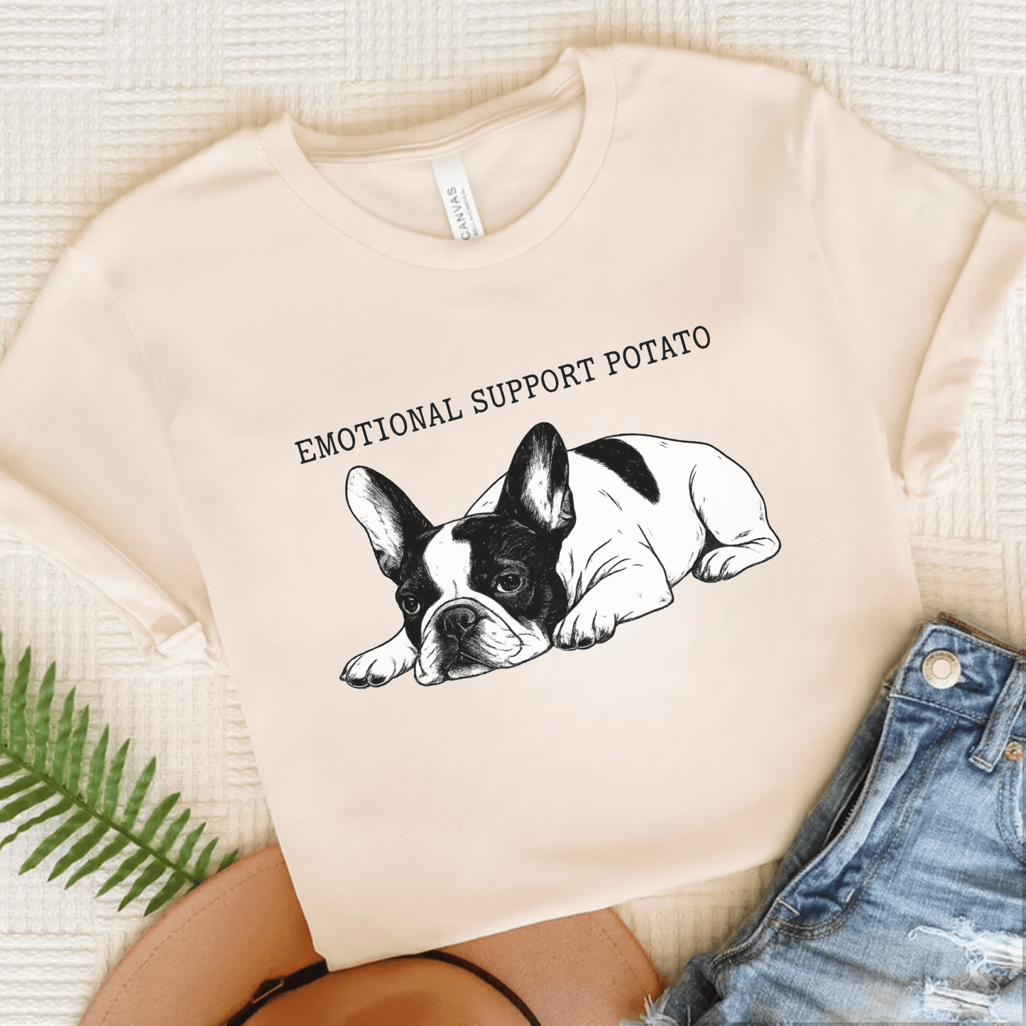 Piebald Frenchie Potato TShirt Natural