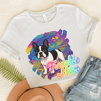 Piebald Frenchie Retro Neon Tshirt Ash