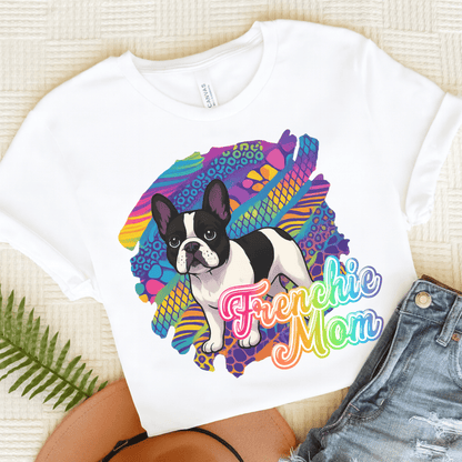 Piebald Frenchie Retro Neon Tshirt White