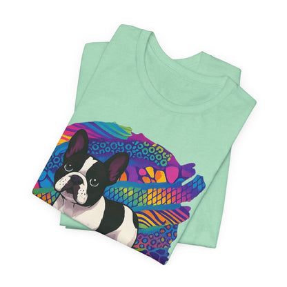 Piebald Frenchie Retro Neon Tshirt