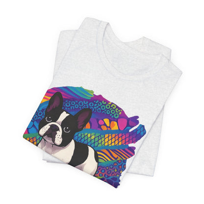 Piebald Frenchie Retro Neon Tshirt