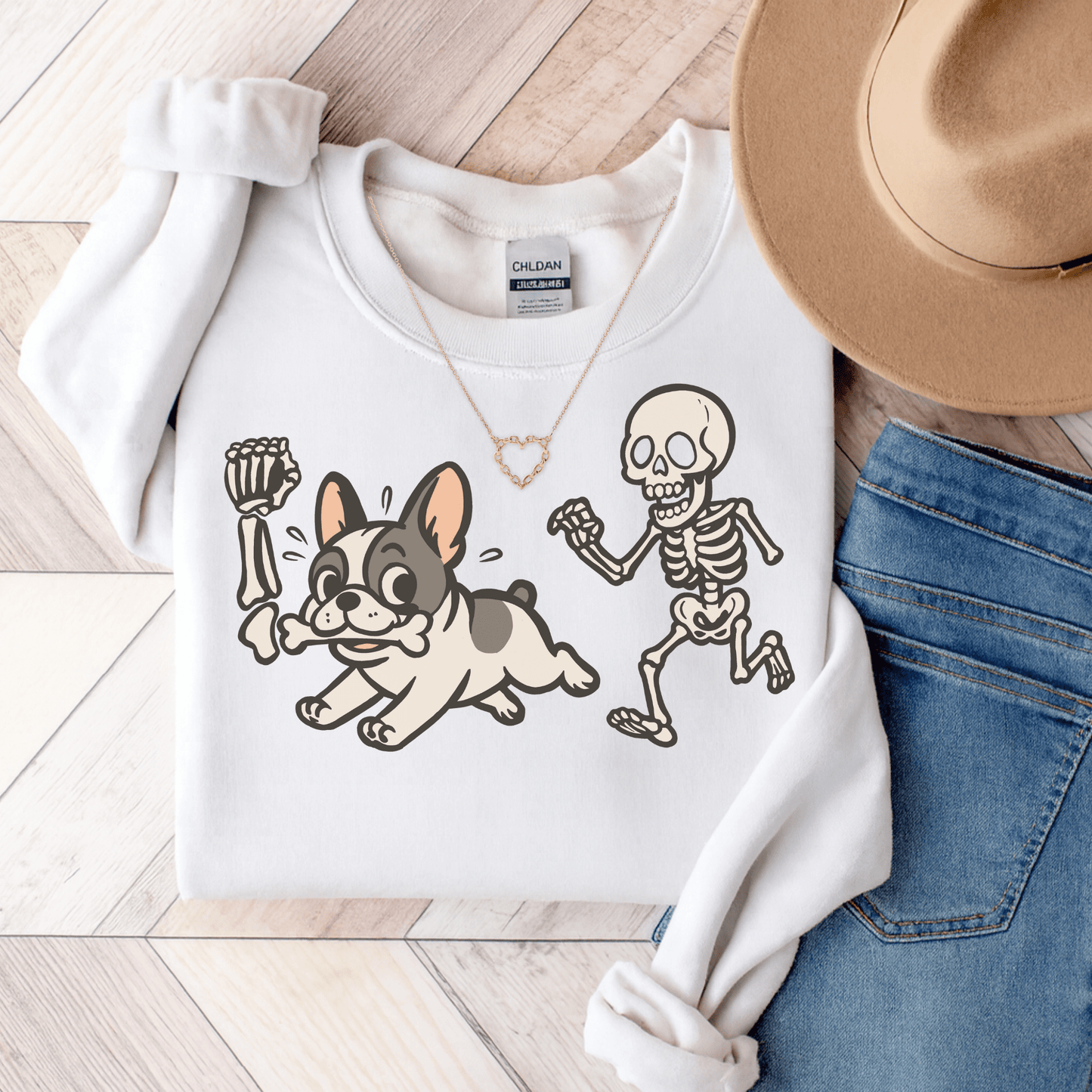 Piebald Frenchie Robber Sweatshirt White