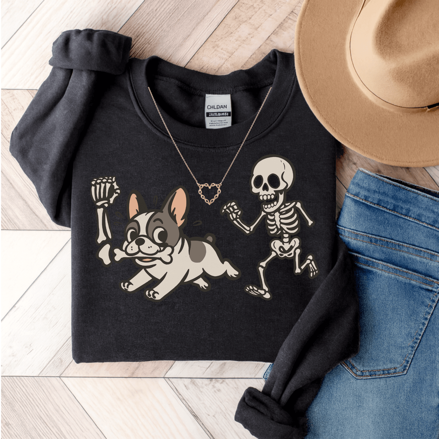 Piebald Frenchie Robber Sweatshirt Dark Heather